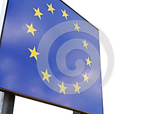 Border Sign of EuropeÂ European Union Flag and EU Border